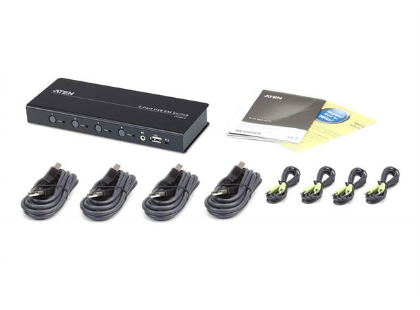 Aten KM 4-Port m/Kabler Boundless KM Switch 
