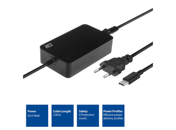 ACT USB-C Notebook Lader PD 65W 2.85 m 