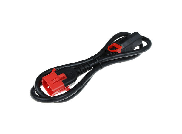 Strømkabel IEC Lock C13-C14, Sort- 1m C13 IEC Lock+ - C14 Dual IEC locking 