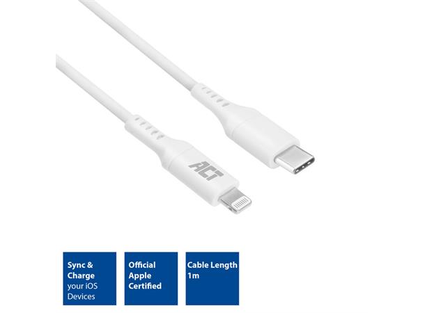 ACTAdaptekabel USB-C -> Lightning 1 m USB-C til Apple Lightning 