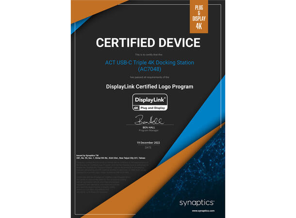 ACT USB-C Triple 4K Docking Station HDMI, Displayport, 100W PD 