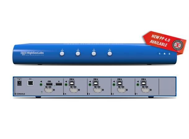 HighSecLabs Secure KVM 4p DP/HDMI NIAP PP 4.0- Made In US 