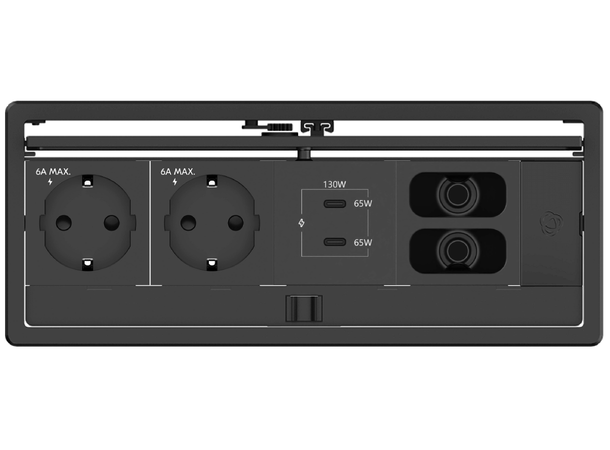Bordbrønn 2x Strøm, 2xUSB-C, 2x gjføring 2x Strøm, 2x Hull, 2x USB-C  m/3m kabel 