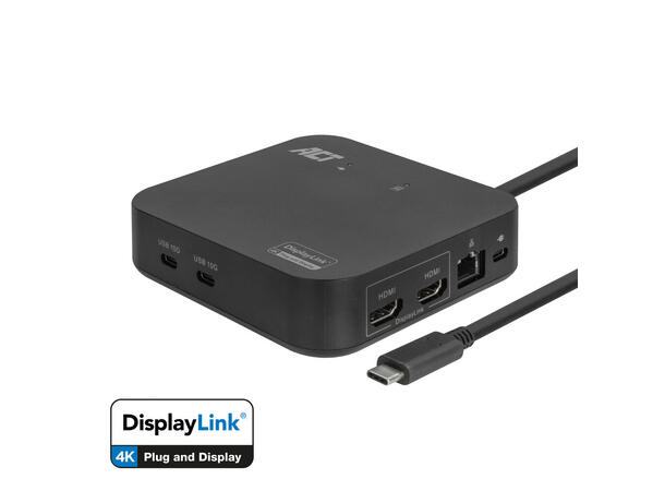 ACT USB-C 2xHDMI 4K Docking Station Displaylink 85W PD 