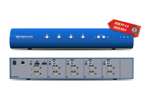 HighSecLabs Secure KVM 4p DH DP/HDMI NIAP PP 4.0- Made In US 