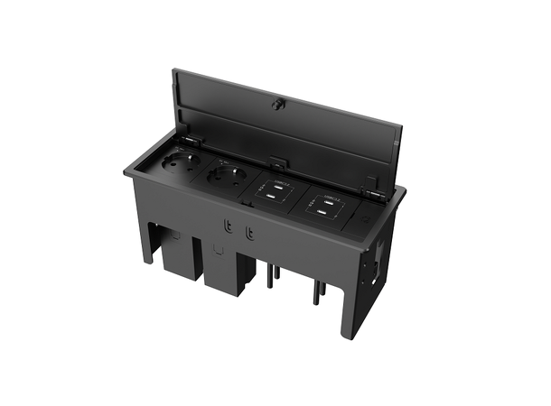 Kramer Bordbrønn 4 moduler- Kasse Sort Cutout 234 x 89 mm *B-vare* 