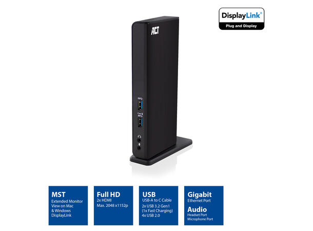 ACT AC7093 USB-C 4K MST Dokkingstasjon